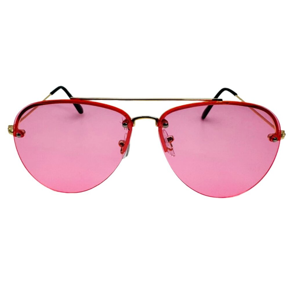 9149 | Pink Rimless Lens Aviator Sunglasses